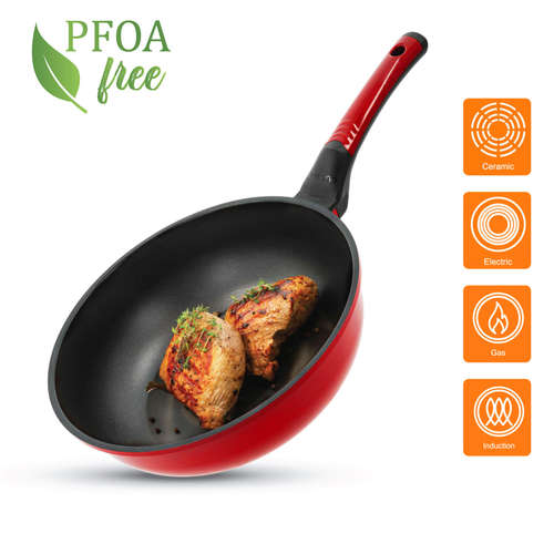 Tigaie Wok Diamond OURSSON PW2800D/RD, 28 cm