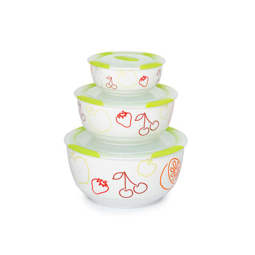 Set de boluri din ceramică Clip Fresh OURSSON BS2981RC/GA, 3 buc